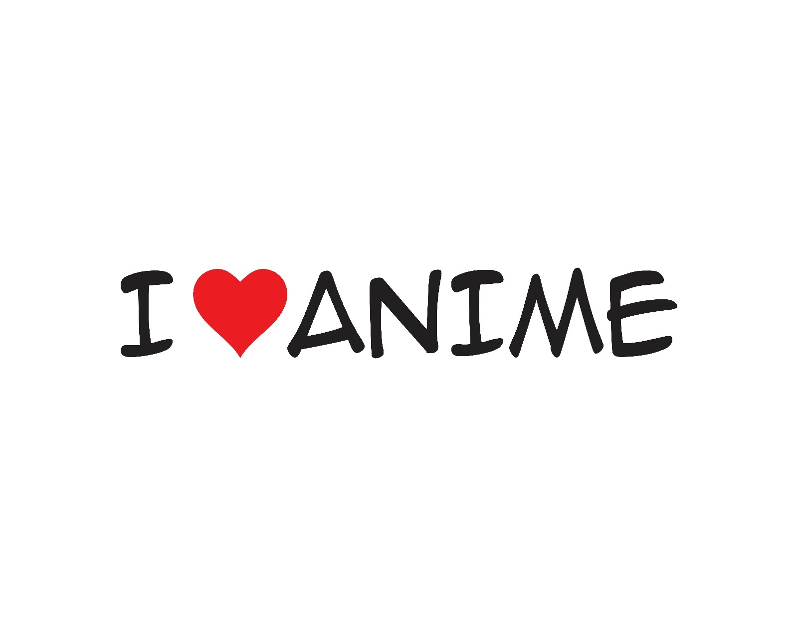 I Love Anime Text Glossy Waterproof Vinyl Sticker Art