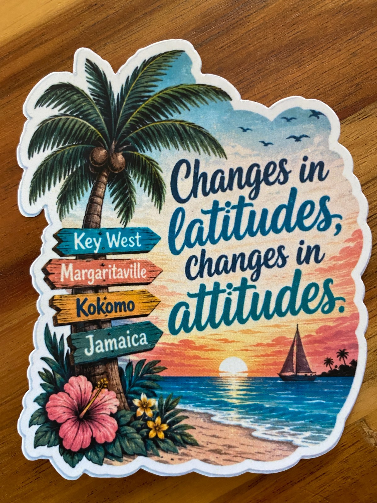 Margaritaville Sticker Buffett Waterproof Parrot Head Changes in Latitudes 7.4"