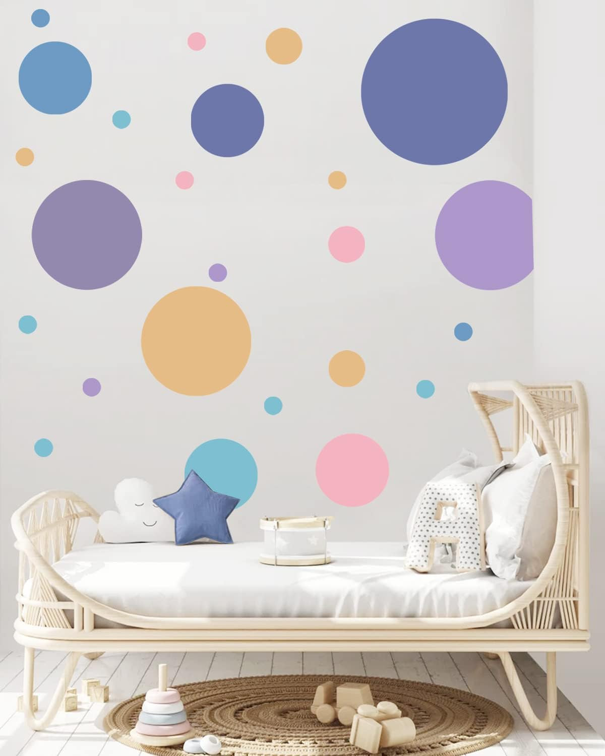 Multicolor Dots Wall Stickers Peel and Stick Vinyl Big Circle Wall Decals for Ne