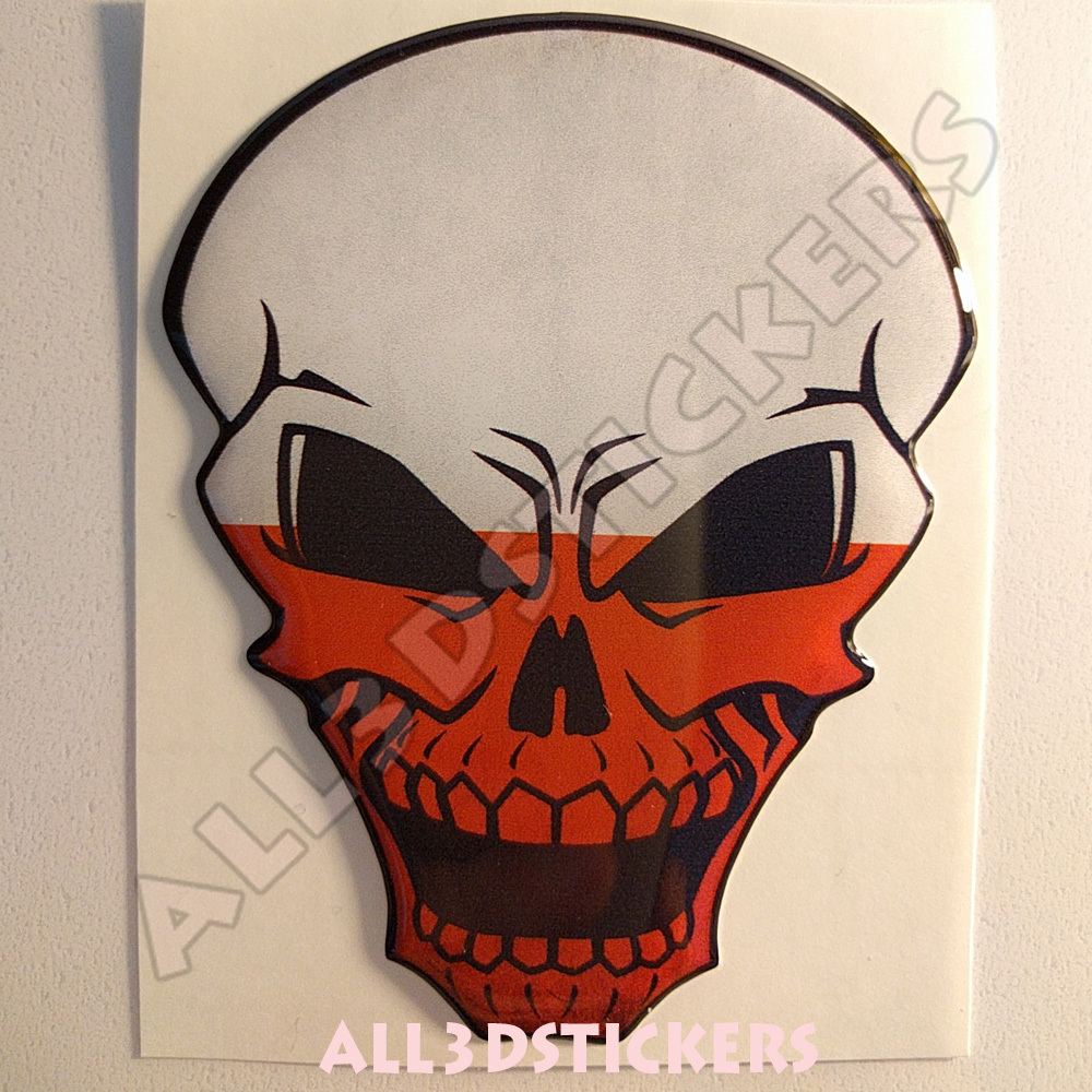 Sticker Flag Poland Skull Adhesive Decal Resin Domed Car Moto Laptop 3D