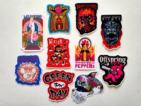 Alt 90s Bands Vinyl Sticker Pack Set 18 (10) STP AIC RHCP No Doubt Offspring