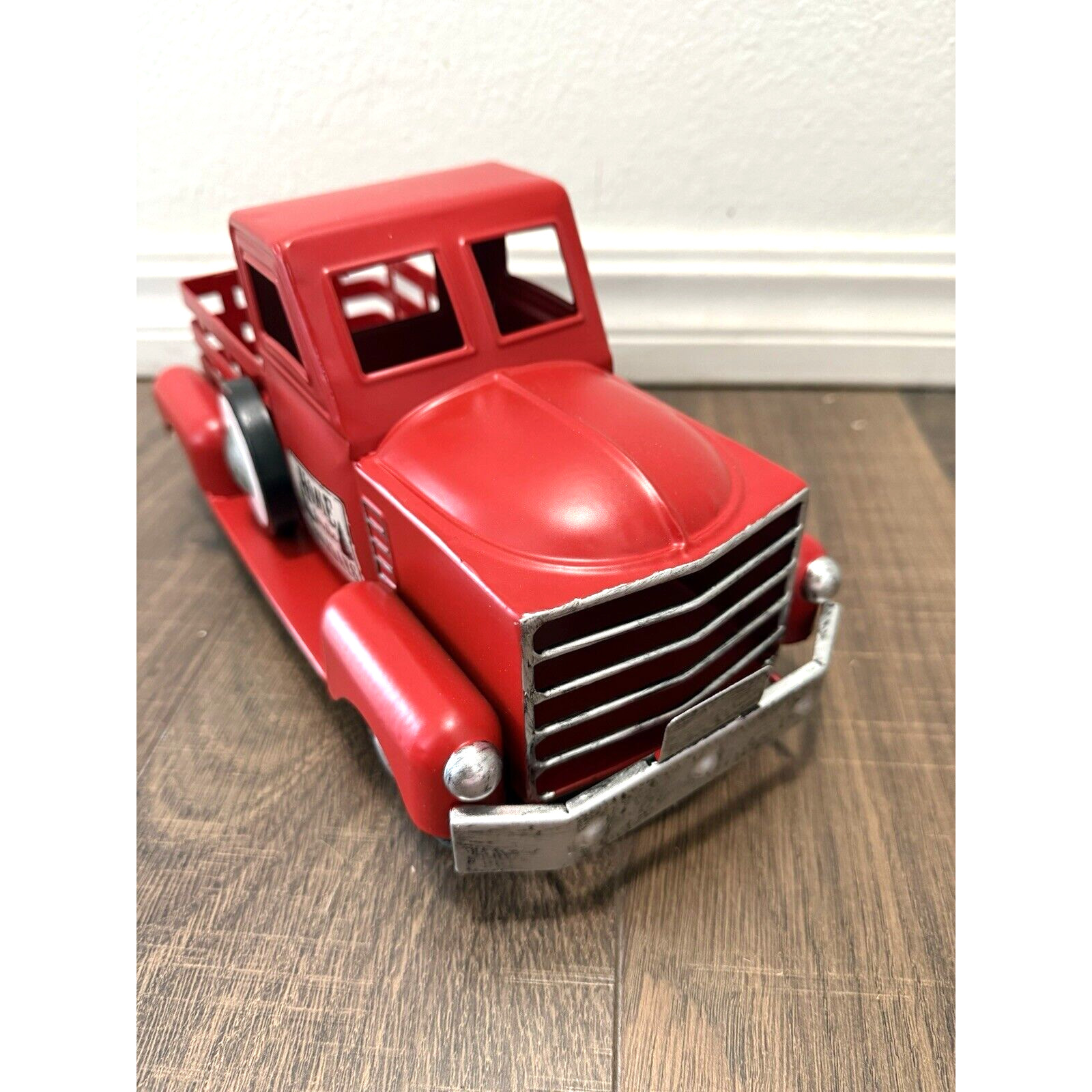 Red Metal Tree Farm Truck Home For The Holidays Seasons Greetings Decor