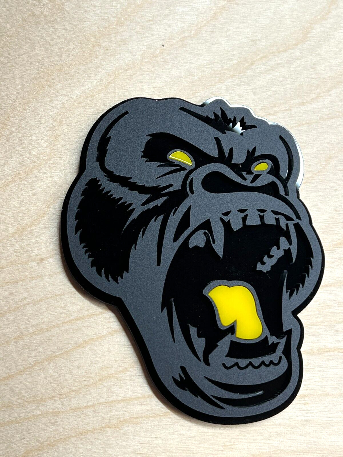 Angry Gorilla Yellow Eye Car Truck Emblem Badge Matte Black/Black Custom PK of 2