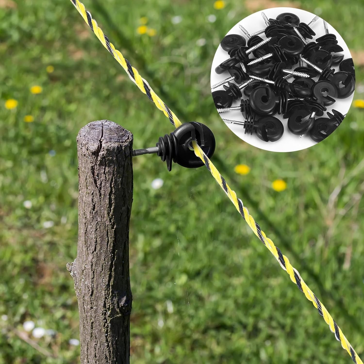 52 Pcs Electric Fence Kit Include 1640 ft Poly Wire 25 Black Fence Ring Insulato