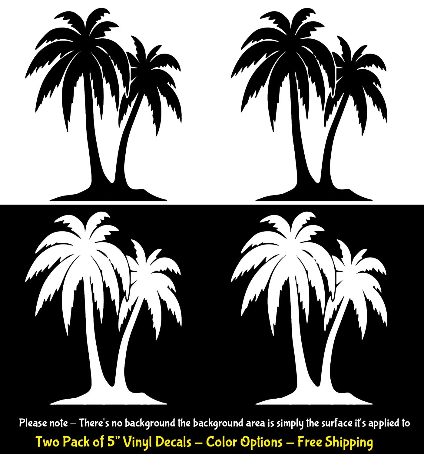 Palm Trees – Tropical Two Pack 5" x 4" Vinyl Decals Car Window Any Flat Surface