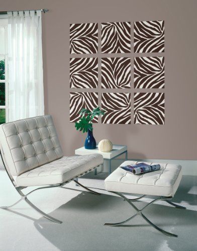 Wall Pops Animal Instinct Brown Zebra Squares Stickers Decals WPB93857