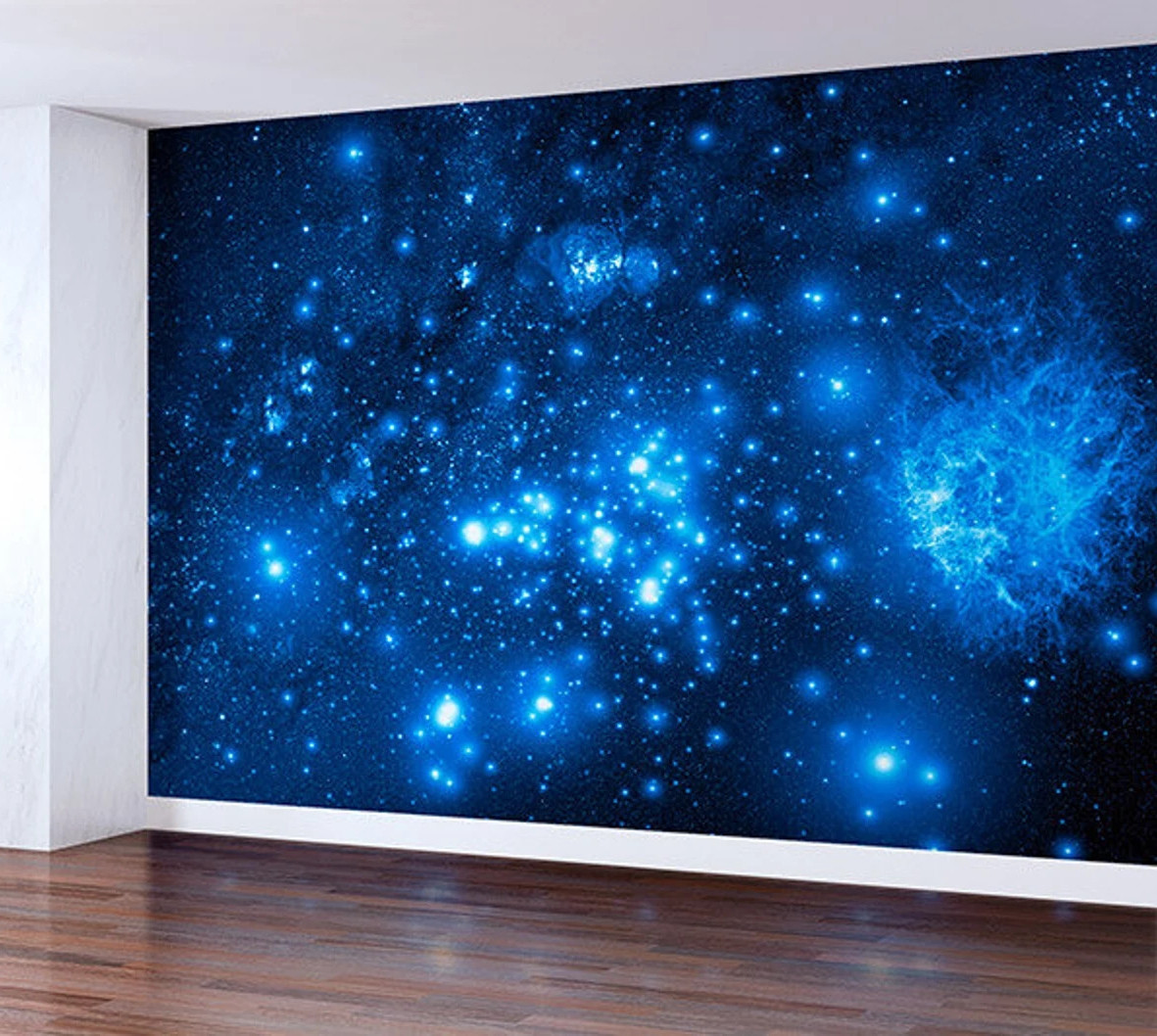 Blue Galaxy Wallpaper, Stars, Cosmos Wall Mural, Night Sky Ceiling Sticker Decal