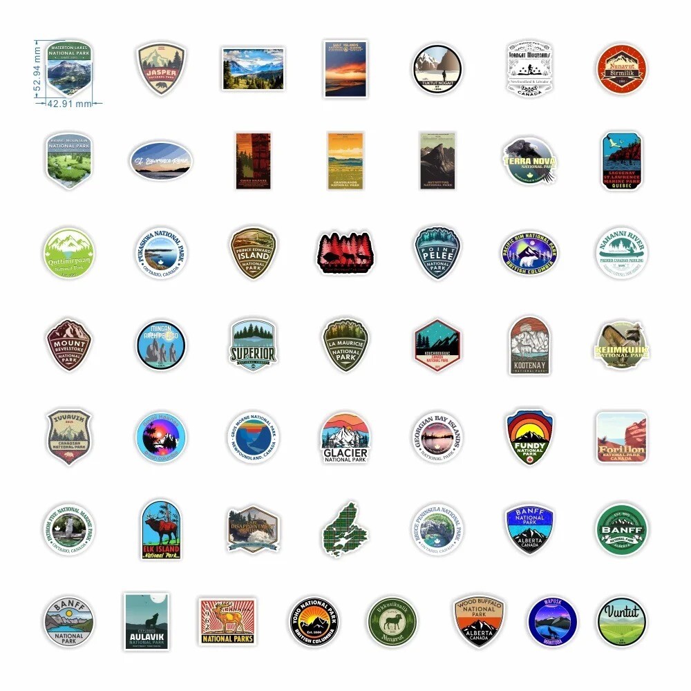 10 Random Canadian National Park Stickers Adventure Decals Laptop Free Shipping!