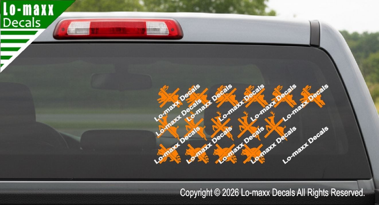 Deer Rabbit Raccoon Kill Markings Die Cut Vinyl Decal Hunting Truck Car Sticker