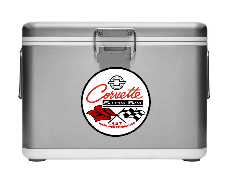 Car Classics "Corvette Stingray 427" – 4" Handcrafted Vinyl Decal Vehicle Cooler
