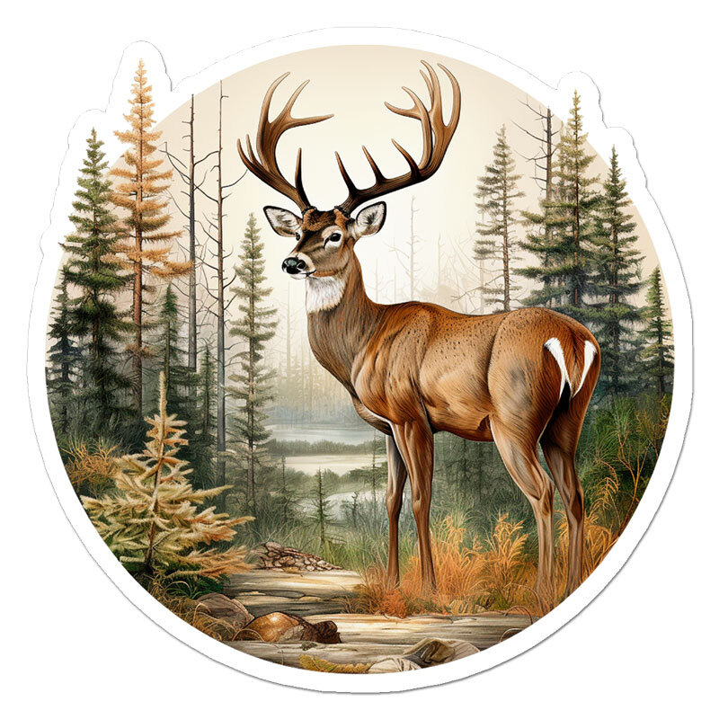 Deer Buck Forest, Vinyl Decal Sticker, Indoor Outdoor, 3 Sizes, #11991