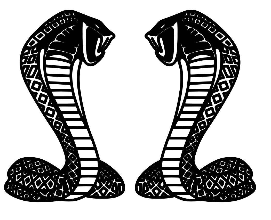 TWO Super Snake Cobra Die Cut Vinyl Decals (L/R Pair) Shelby Ford Mustang Bronco