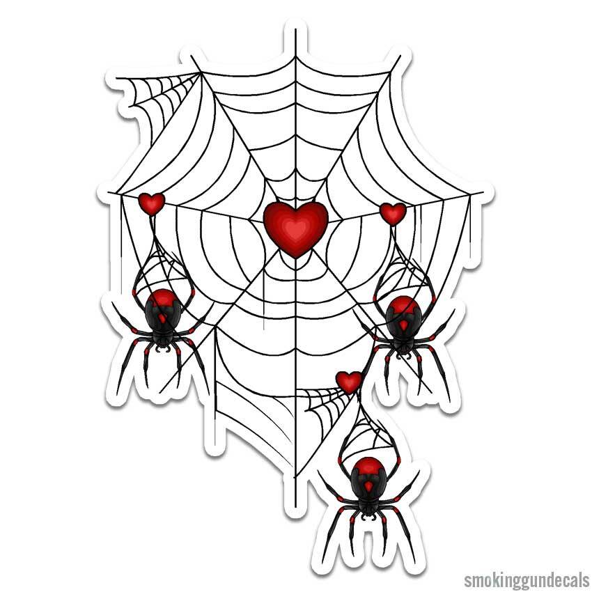 Spider Web Red Hearts, Vinyl Decal Sticker, Indoor Outdoor, 3 Sizes, #12613