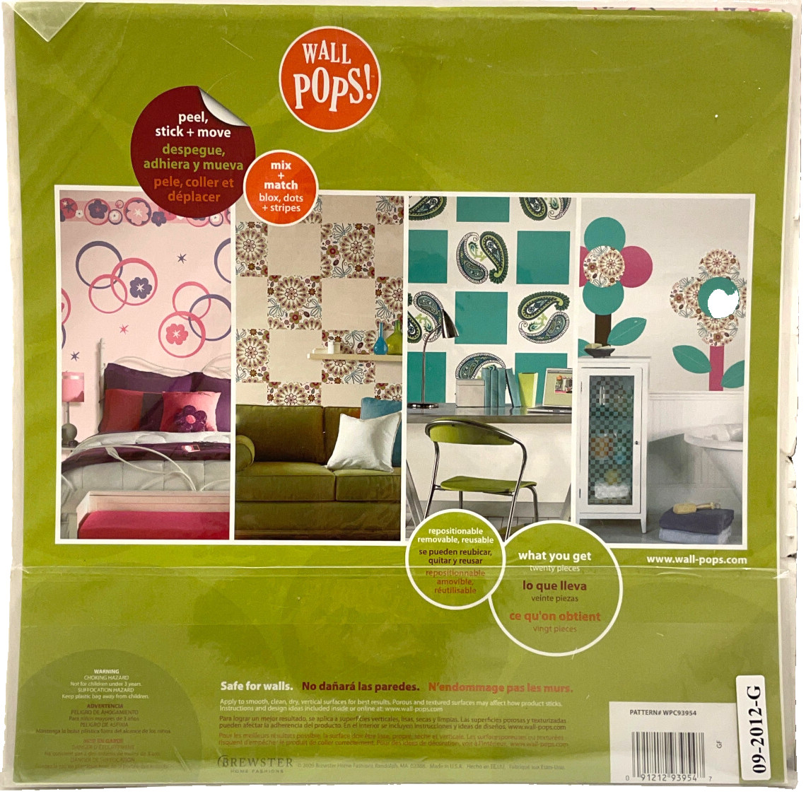 Wall Pops! "Hooplah pink" self-stick removeable decals, 20 pieces included