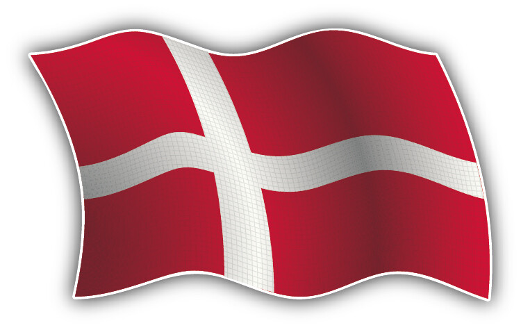 Denmark Wavy Flag Car Bumper Sticker Decal