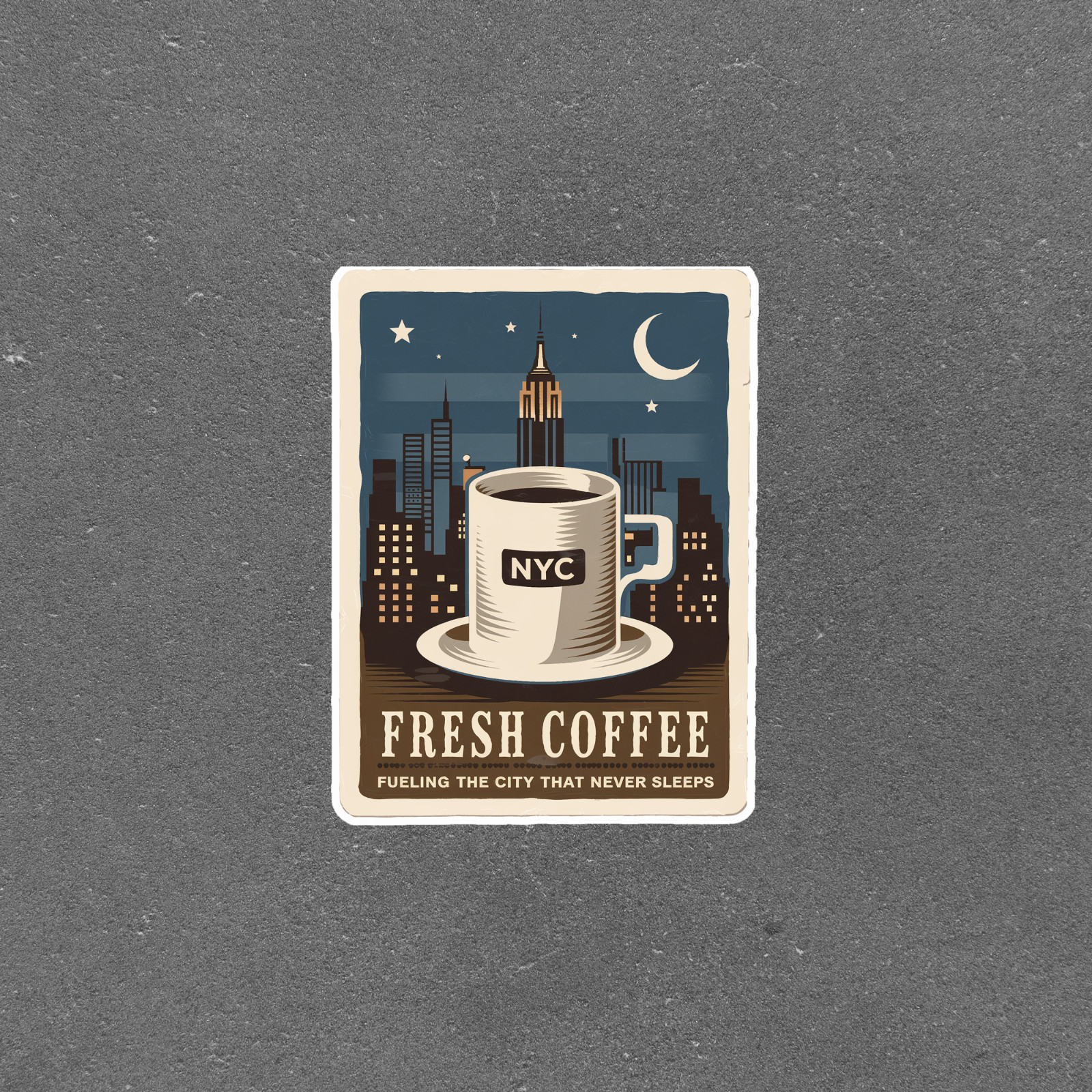 Retro NYC Fresh Coffee Sticker – Fueling The City That Never Sleeps #3309