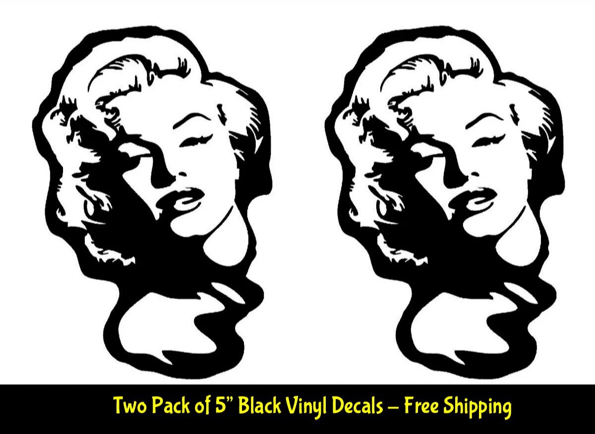 Marilyn Monroe Turn Back Look Two Pack 5" Black Vinyl Decals Car Truck Bumper