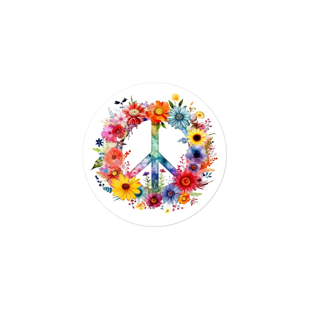 Peace Sign- Flower Power Hippie Retro Equality Bubble-free stickers