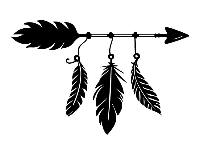Set of 2 – Indian Feathers Arrow Decals Stickers Feather Beads Arrowhead