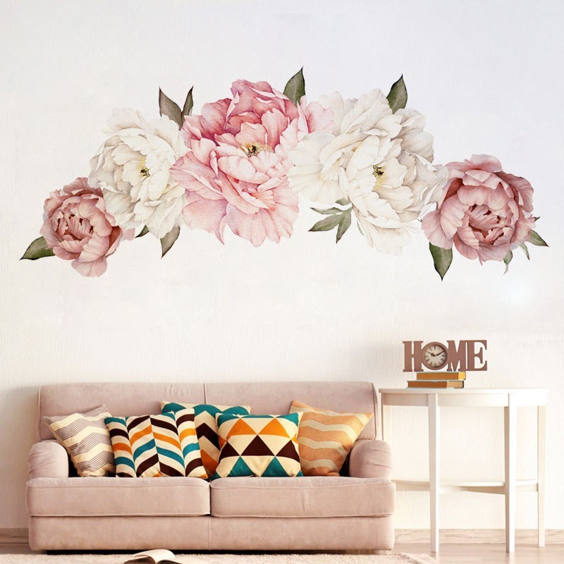 LARGE PEONY FLOWER PATTERN BEDROOM WALL STICKER MURAL DECALS HOME ART DECOR SPEC