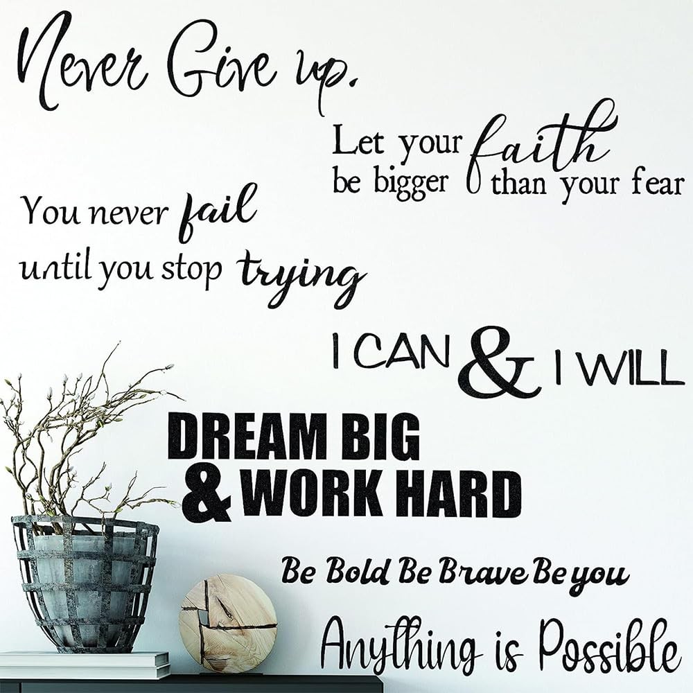 7PCS Wall Quotes Decals Peel and Stick Inspirational Quotes Stickers Motivati…