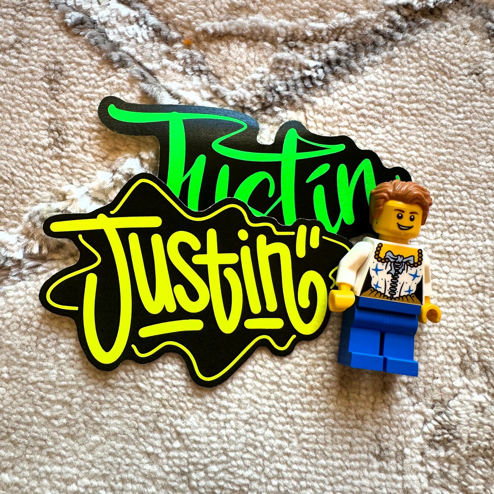 Neon Name Sticker Pack : JUSTIN | for school or Office | graffiti | Calligraphy