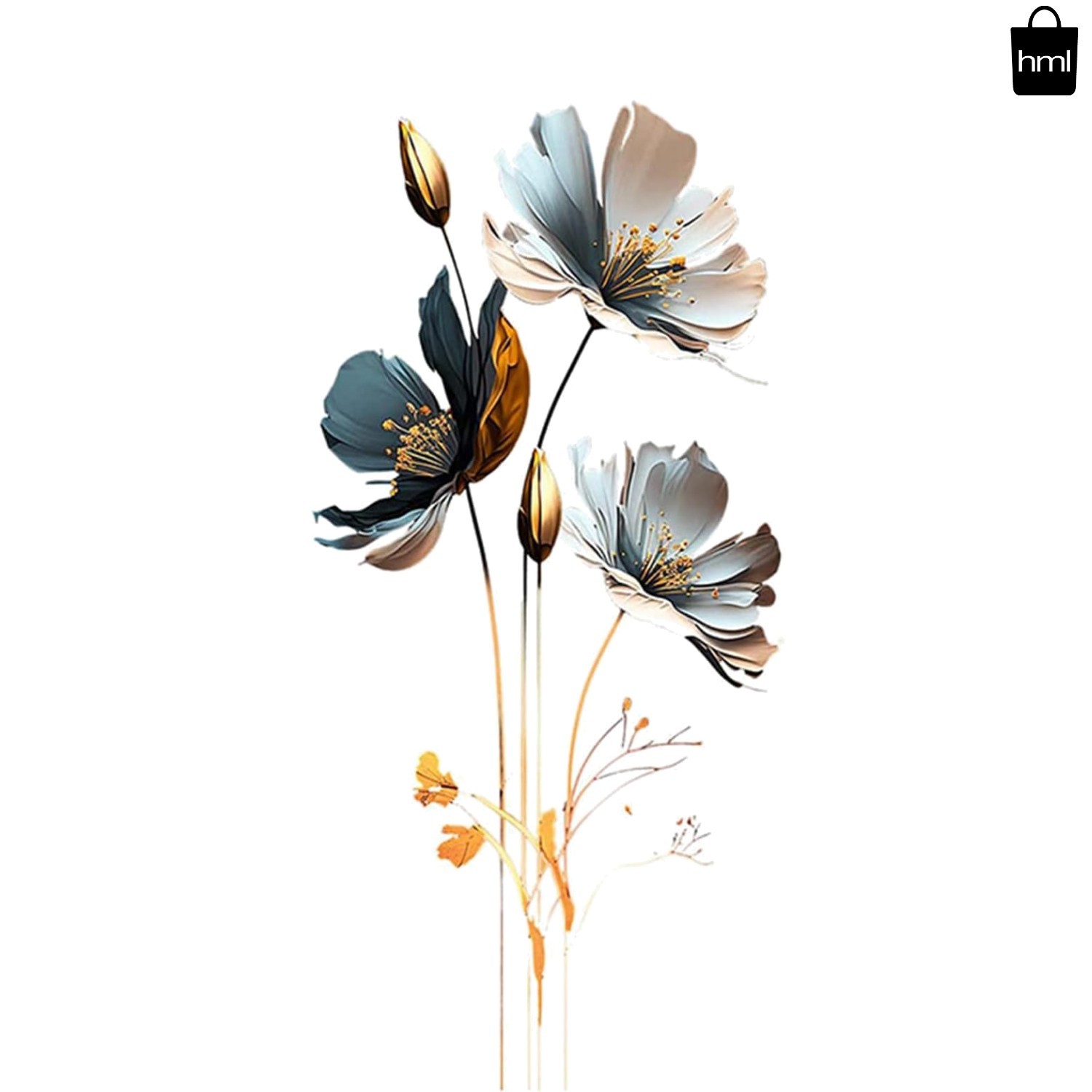 Reusable Gold Floral Wall Art Murals – Perfect for Girls’ Bedrooms & Nurseries