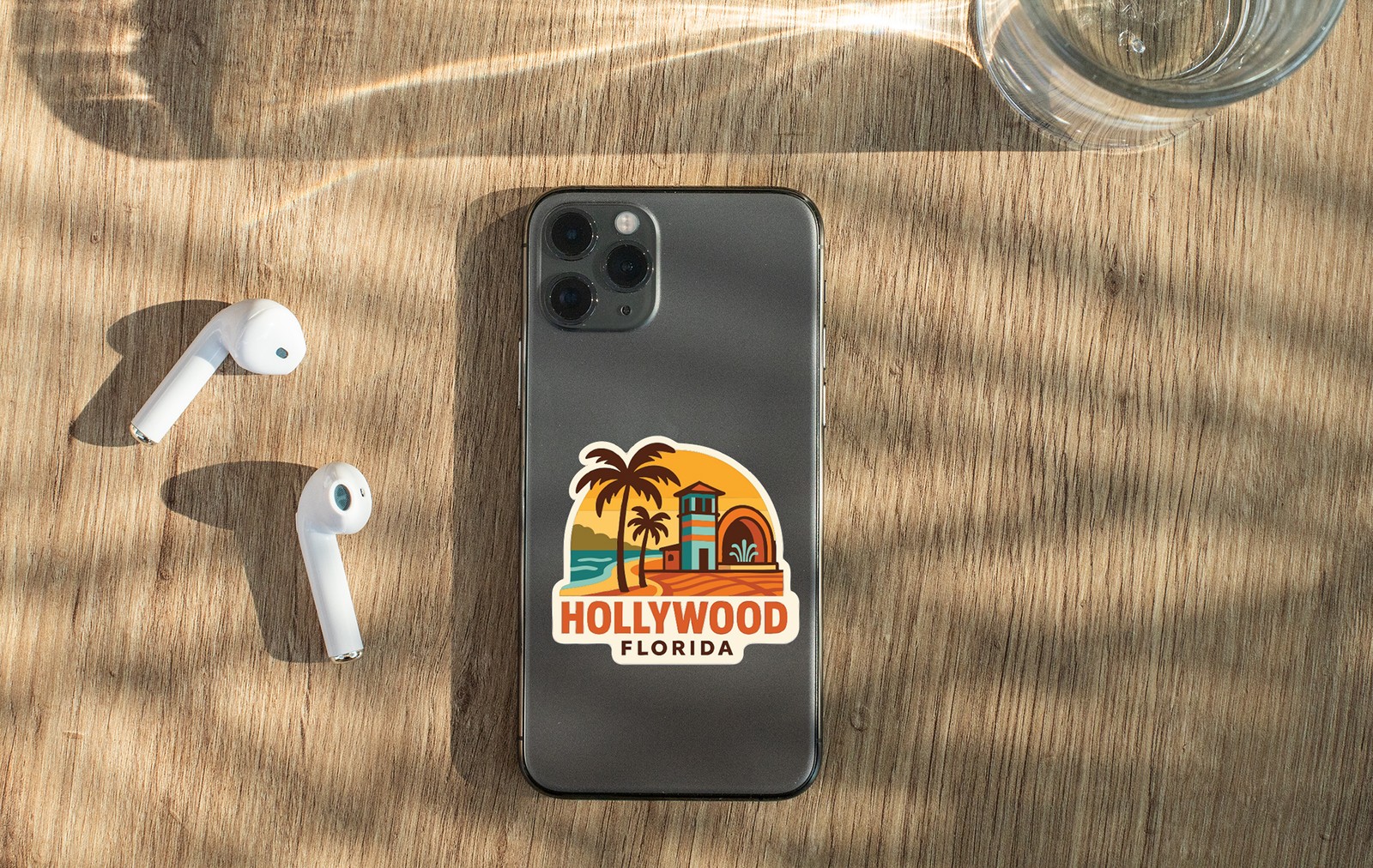 Hollywood Florida Sticker Decal Vinyl Die-Cut City Skyline Landmark Design