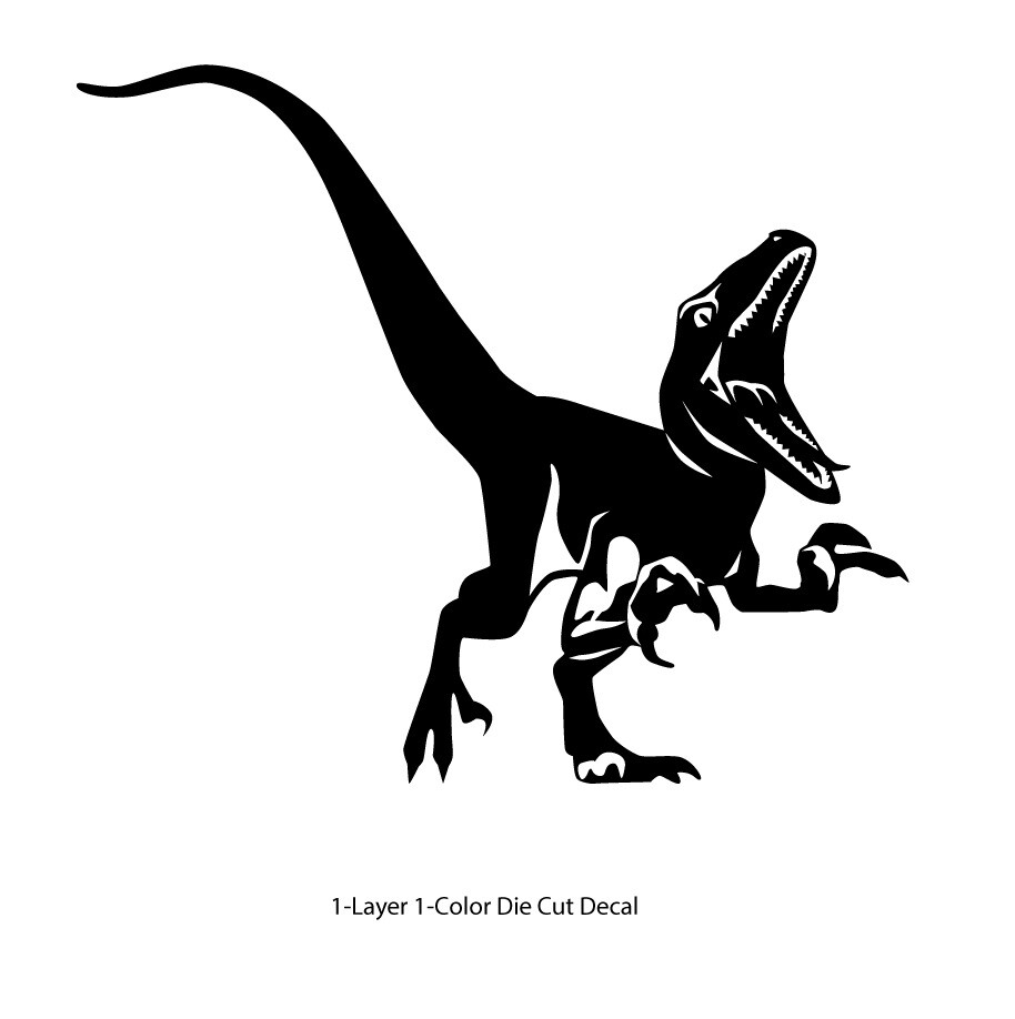 Dinosaur – Roaring Velociraptor #4 – Jurassic Period – 4-21" wide – DieCut Decal