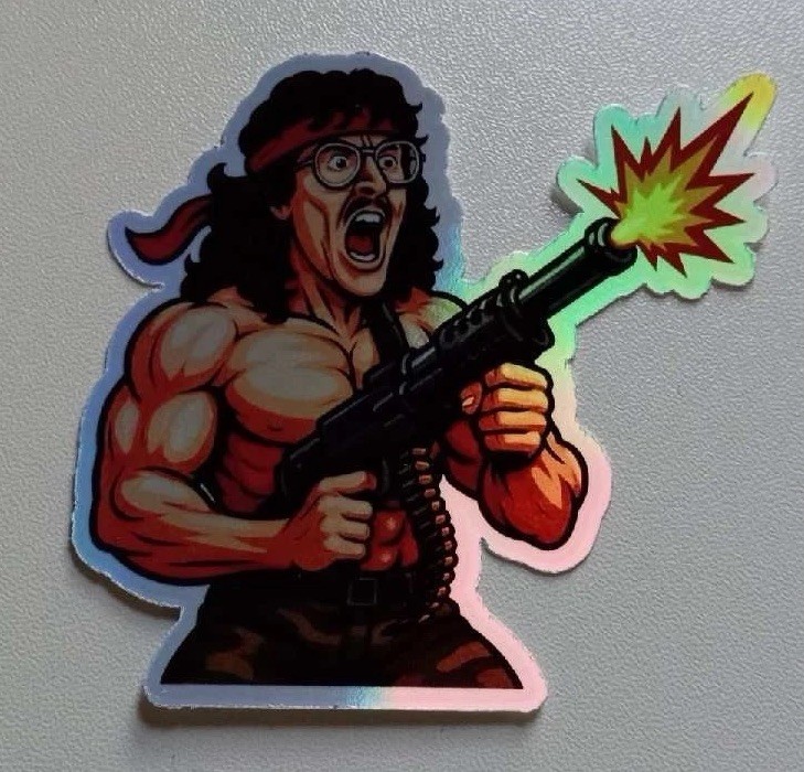 Weird Al UHF Rambo Waterproof Holographic Vinyl3 Inch Sticker