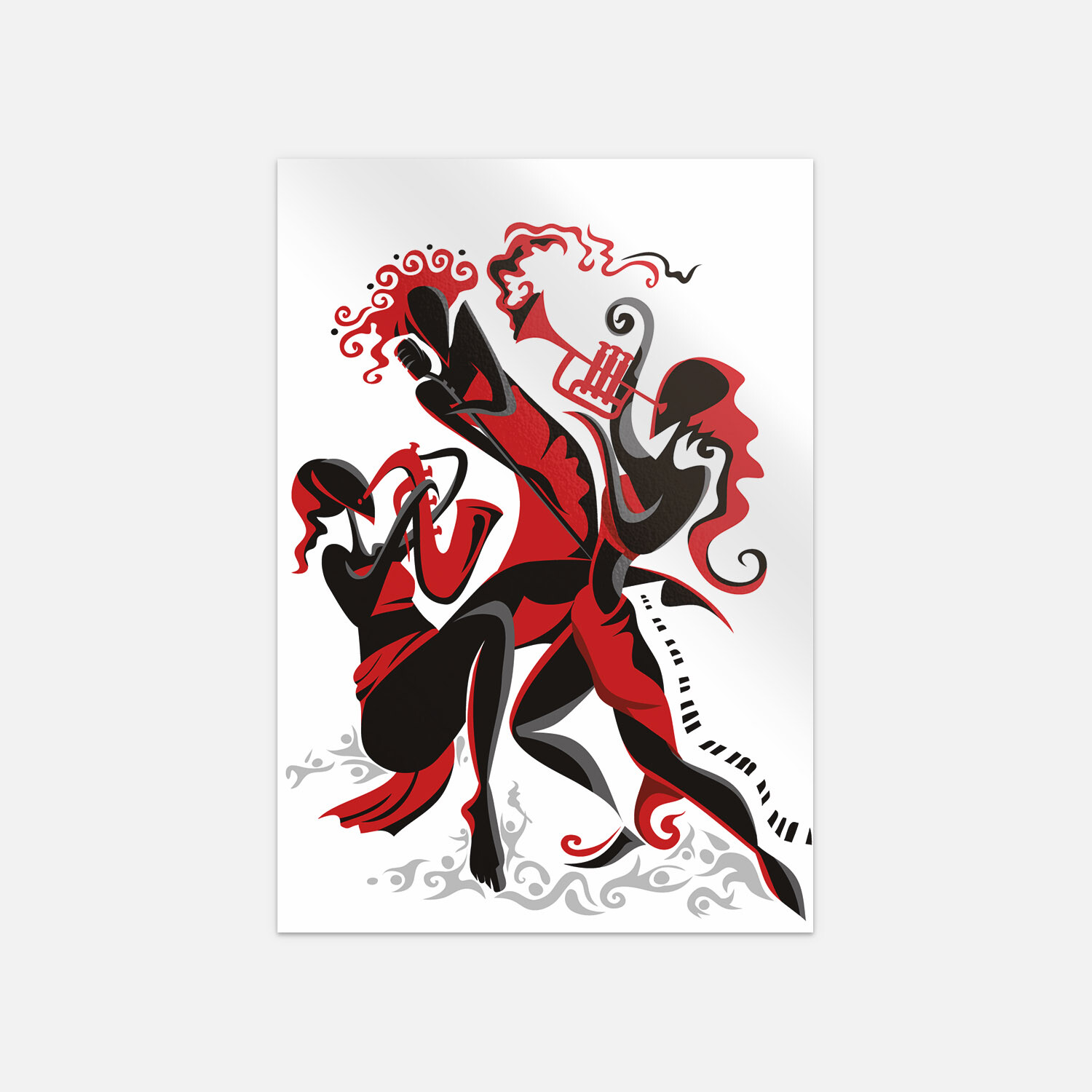 Jazz Music Abstract Art Woman Band Vinyl Sticker Decal