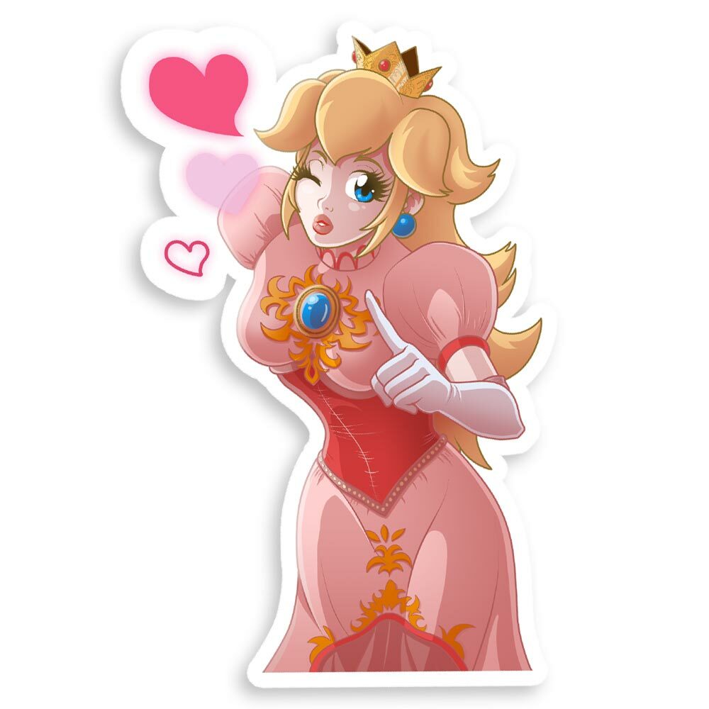 Sweet Princess Peach Super Mario 3" Die-Cut Glossy Vinyl Mario Sticker
