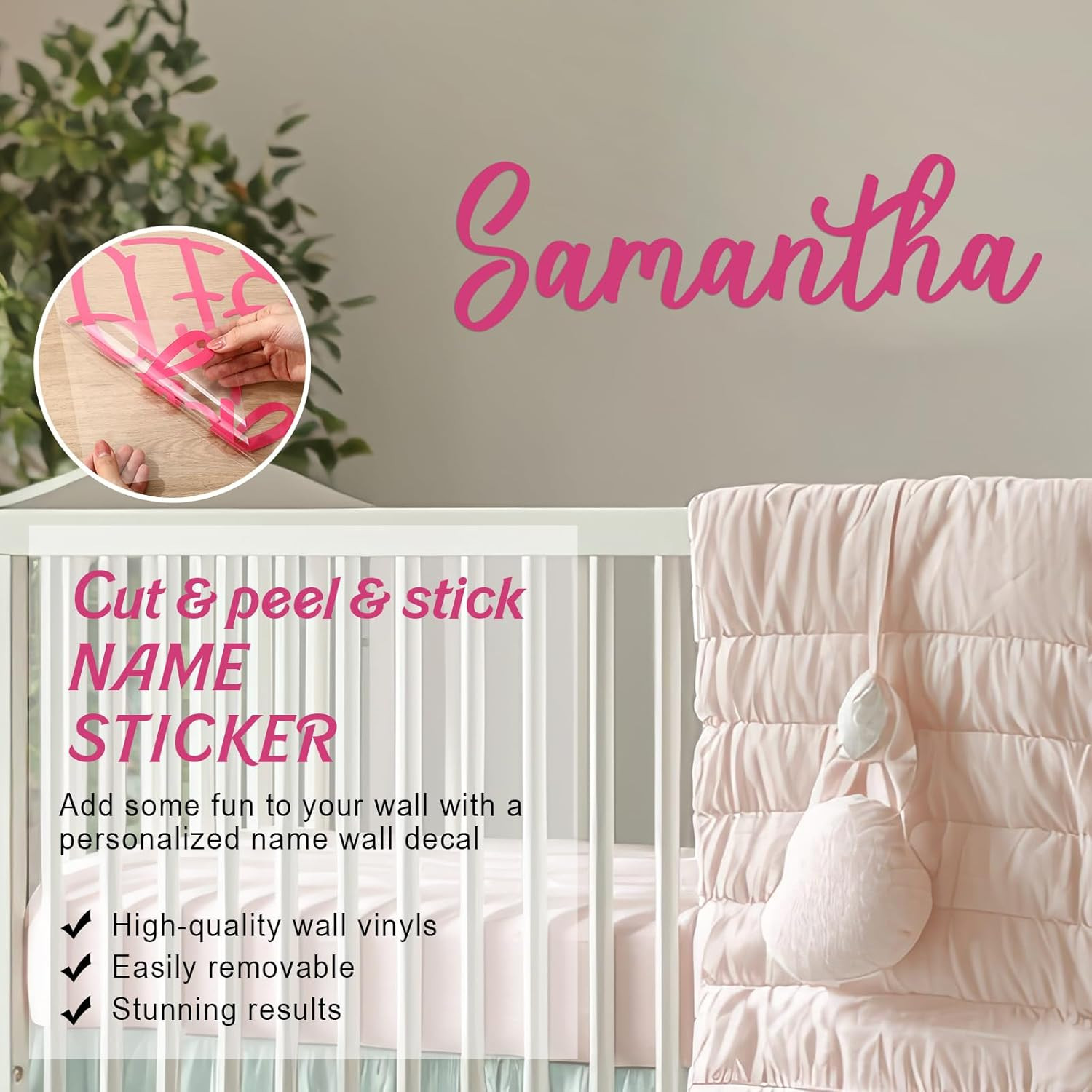 Personalized Name Wall Decal Large Cursive Letter Stickers Alphabet Custom Name