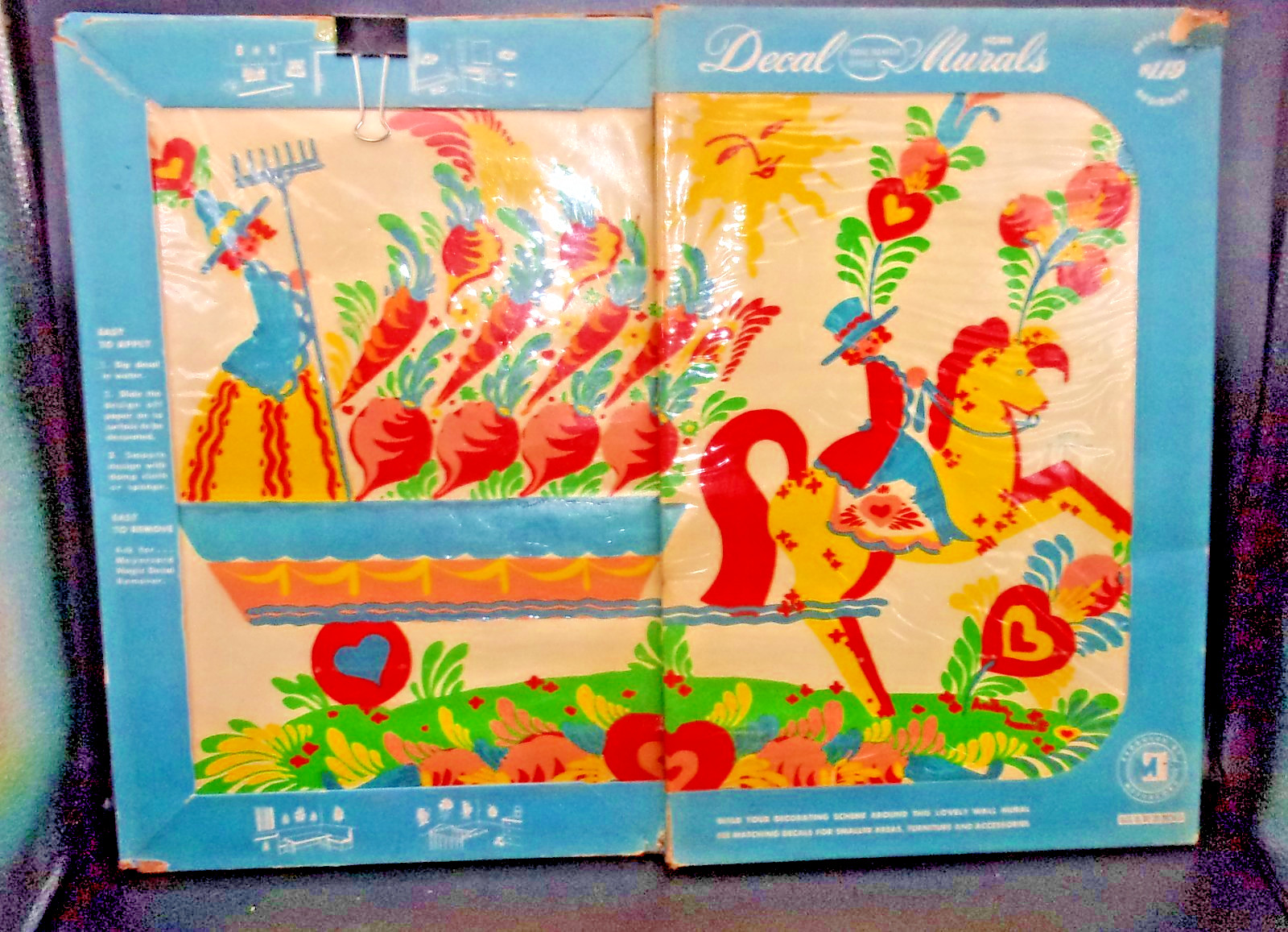 Vintage PETER HUNT, Nursery or childs Mural Decals Wall Sticker lot of 2,