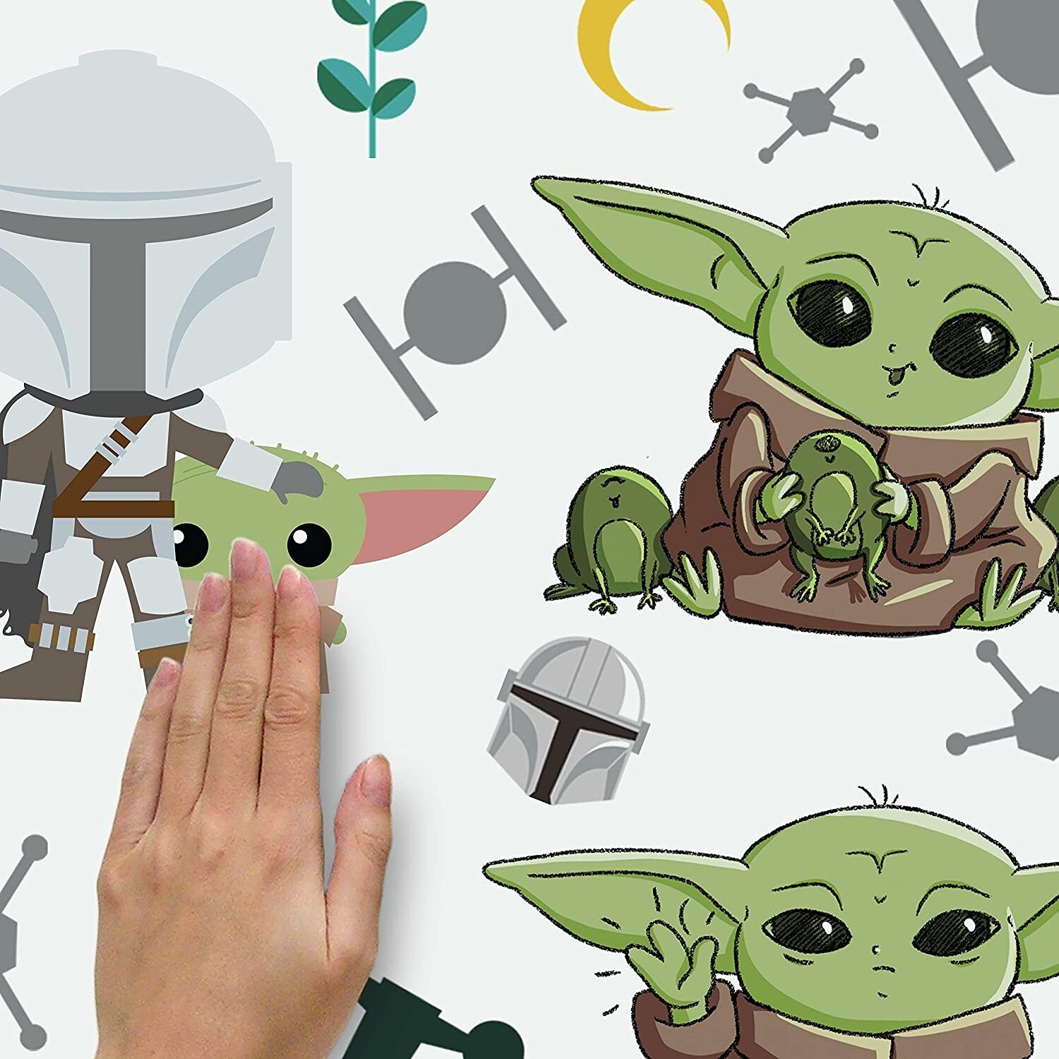 Roommates RMK4805SCS Baby Yoda Grogu Illustrated Peel and Stick Wall Decals