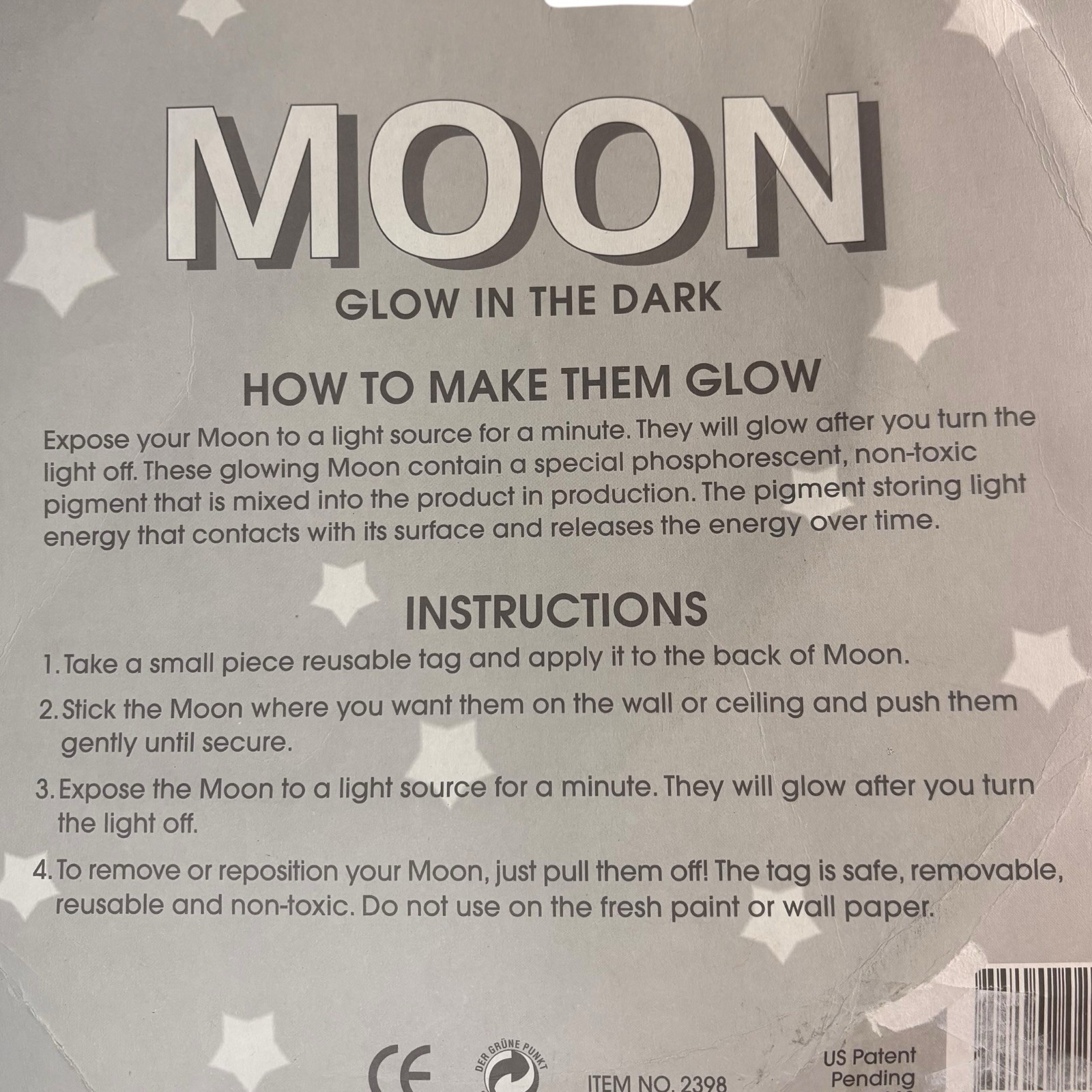 SEALED Vintage "Moon Glow in the Dark" Space Star Bedroom Large Size Y2K 90s NOS