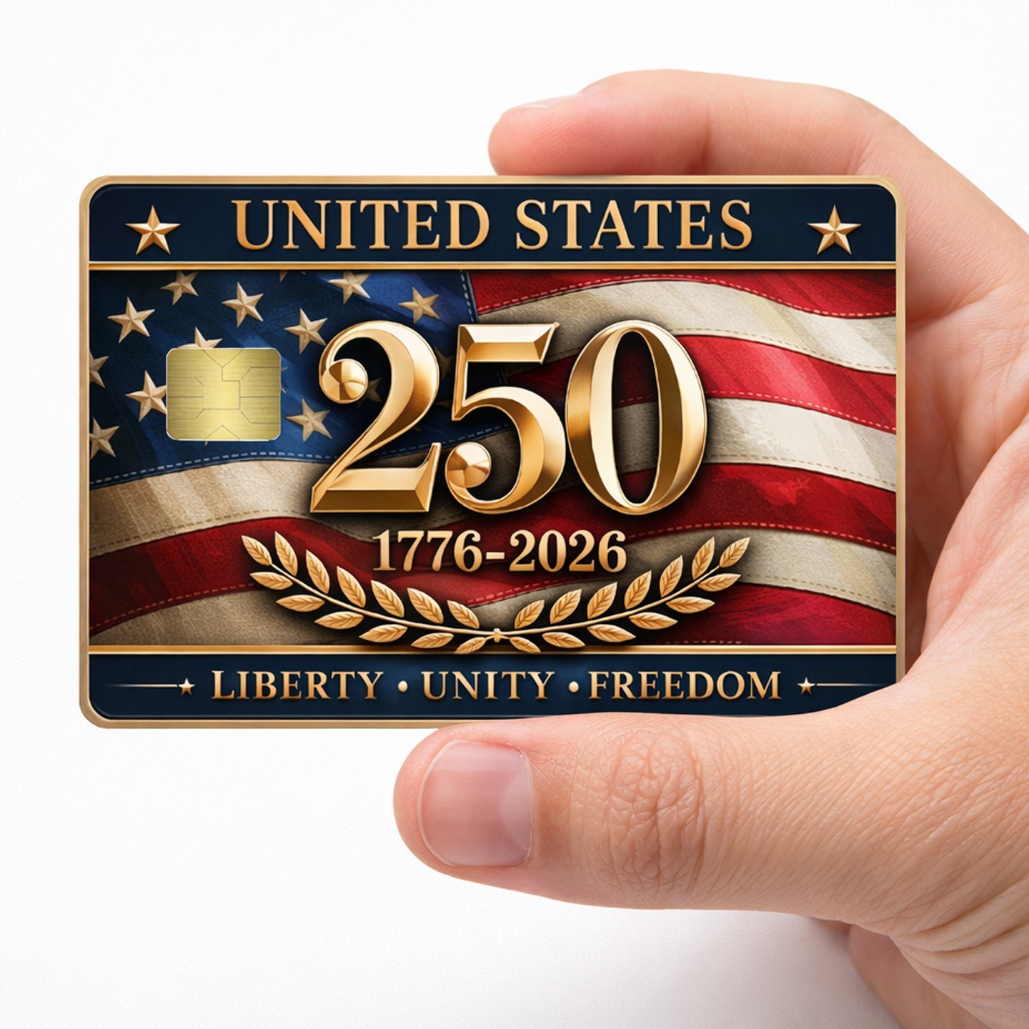 USA 250th Anniversary 1776-2026 Credit Card Skin Sticker Patriotic Liberty