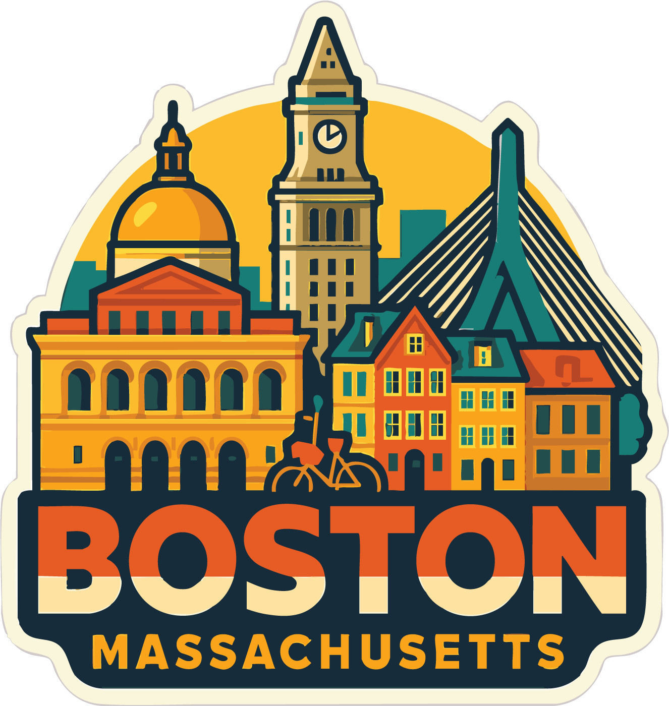 Boston Sticker Decal Vinyl Die-Cut City Skyline Landmark Design