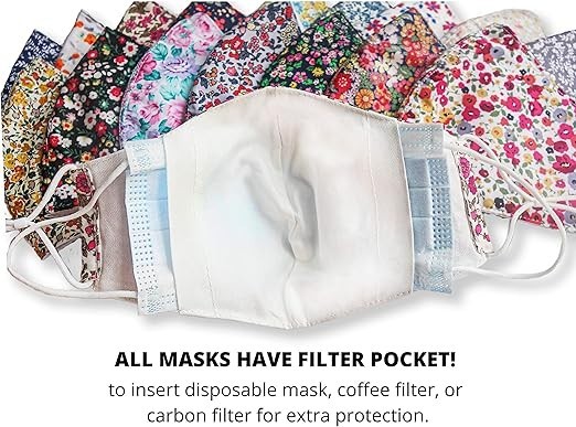 Reusable Face Masks – 3-Layer 100% Cotton Cloth Masks for Adults pack of 30