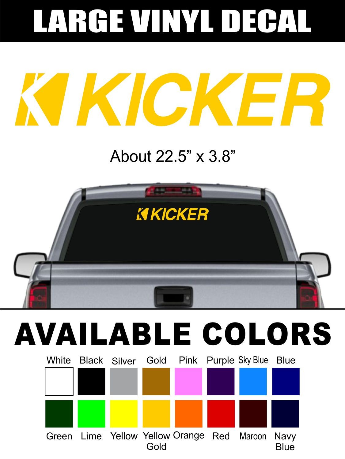 Large Kicker Audio Car Audio Vinyl Decal Sticker Car Window