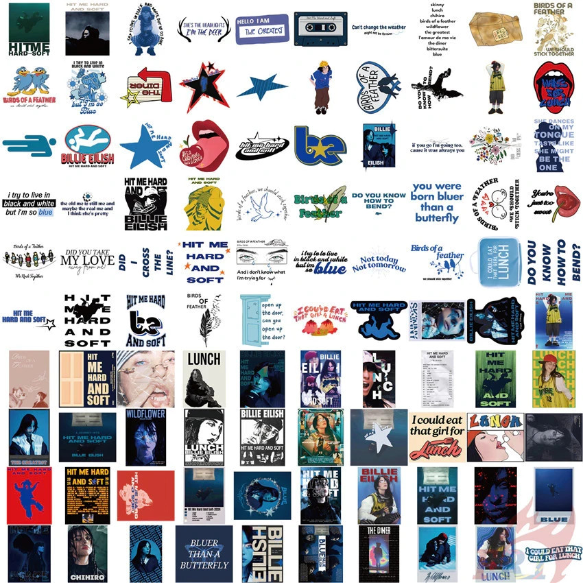 100 Billie Eilish Sticker Pack – Hit Me Hard and Soft – Music Album