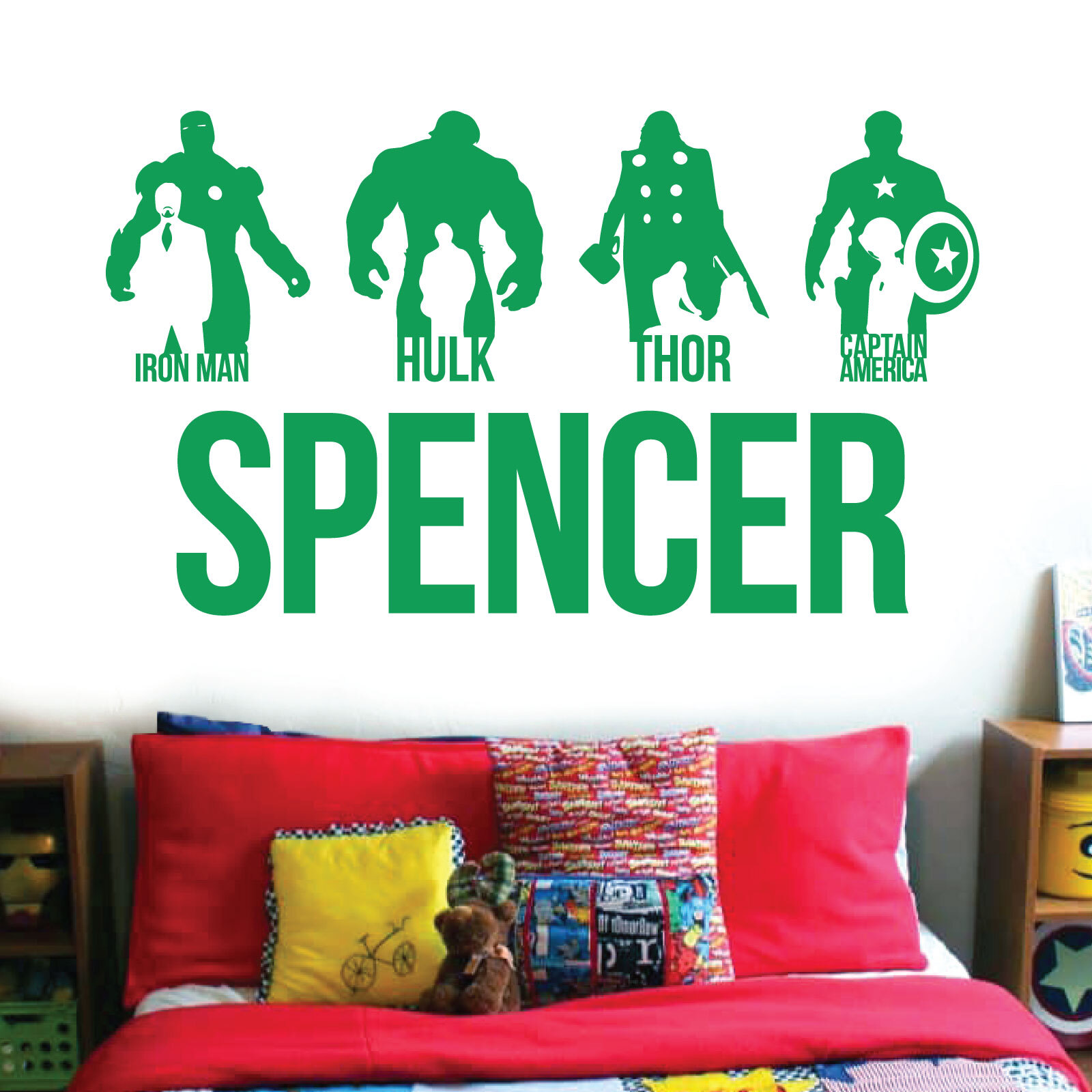 Avengers Personalised Name Children Wall Art Sticker – Marvel, Iron Man, Capt…