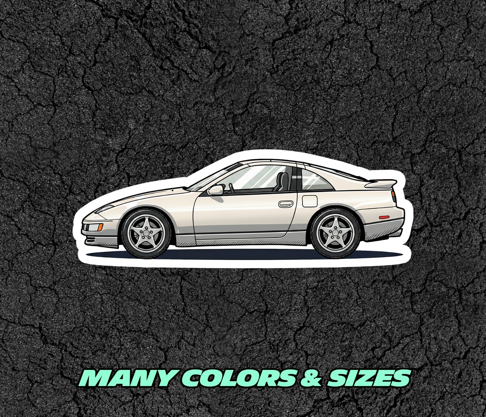 Nissan 300ZX Car Profile Sticker for Laptop, Phone Case, Book, Window, Kids etc.