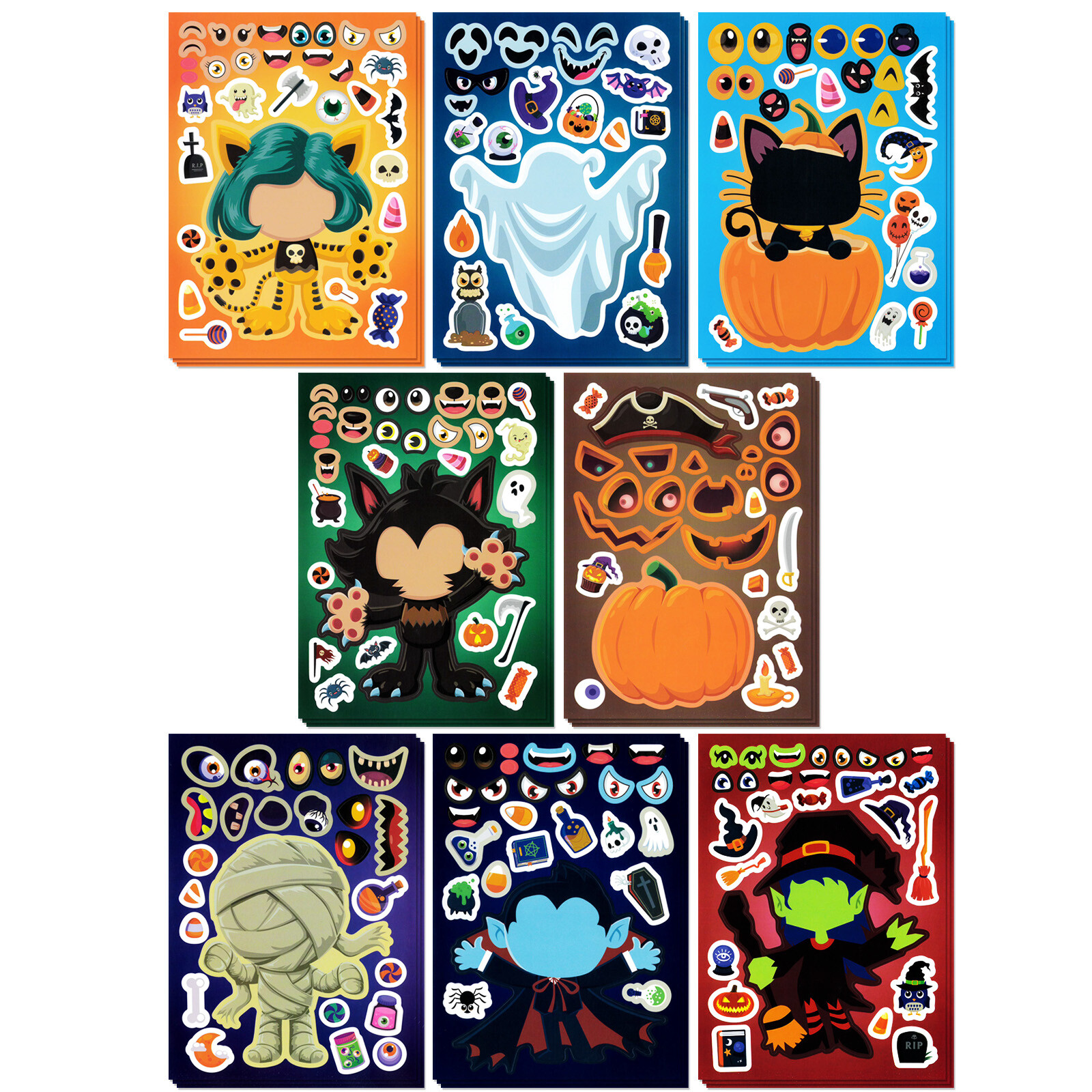 ​Wrapables Make Your Own Halloween Stickers (24 Sheets), Make A Face Stickers