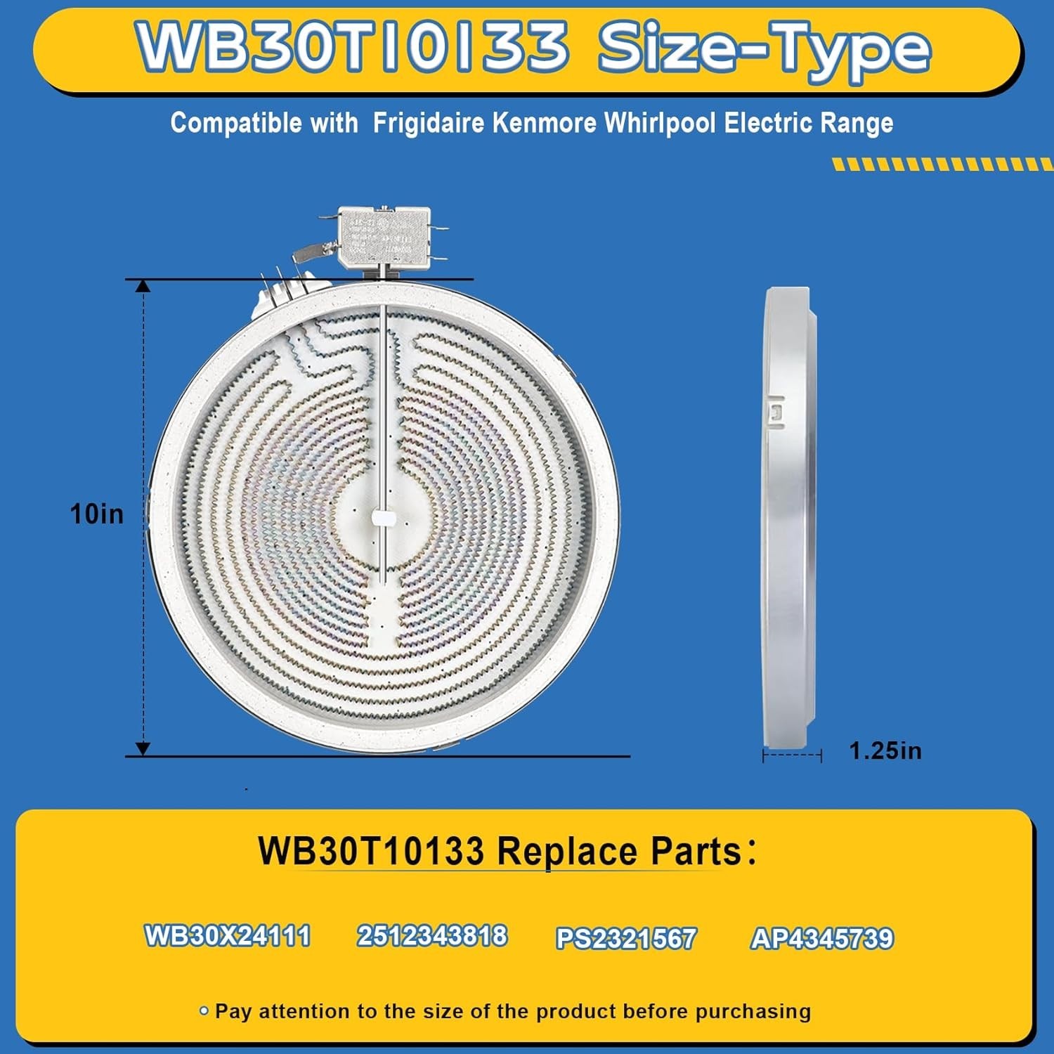 Upgraded 9in Dual Range Radiant Surface Element Compatible with GE Range radi…
