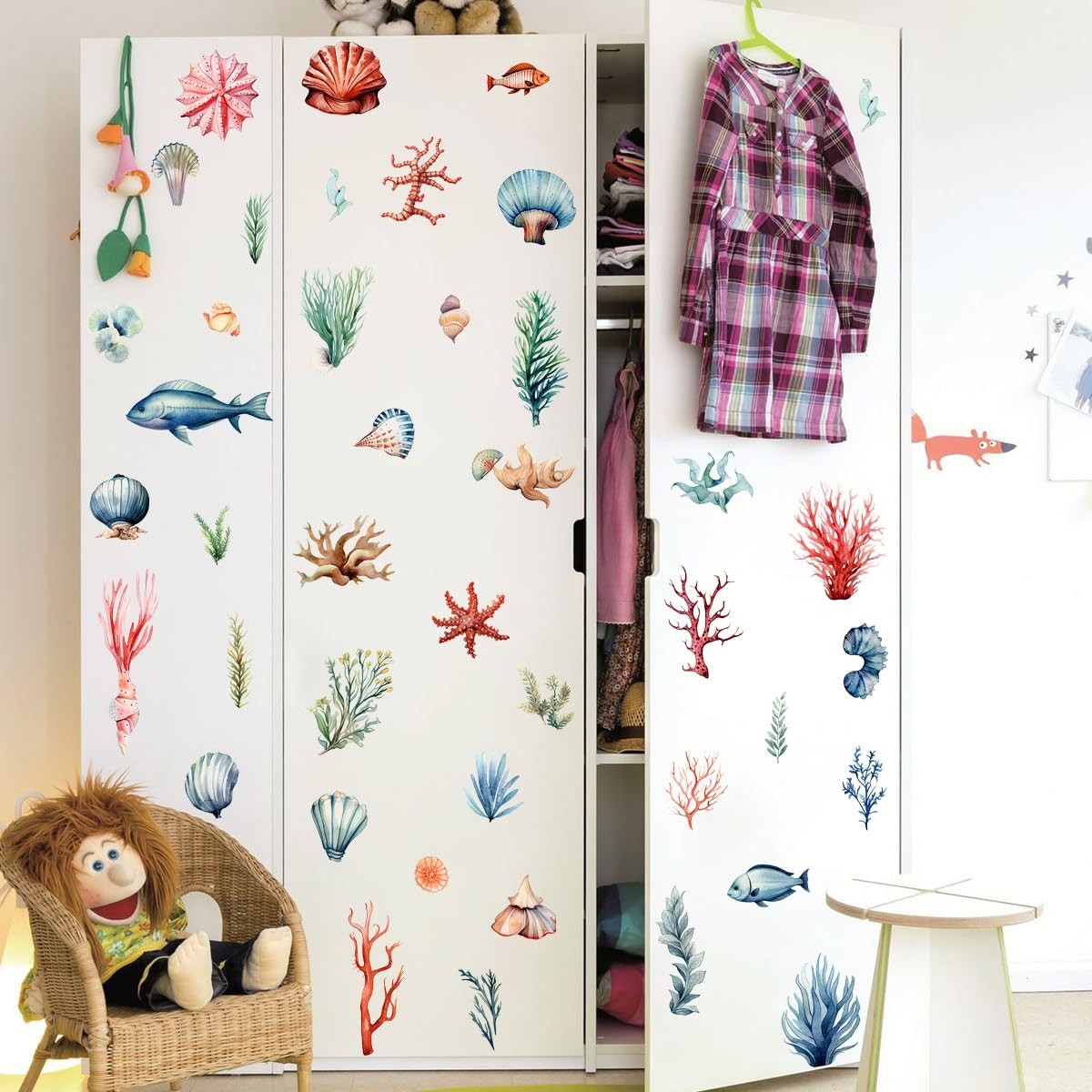 Watercolor Ocean Plants Wall Stickers Under The Sea Seaweed Wall Decal DIY Na…