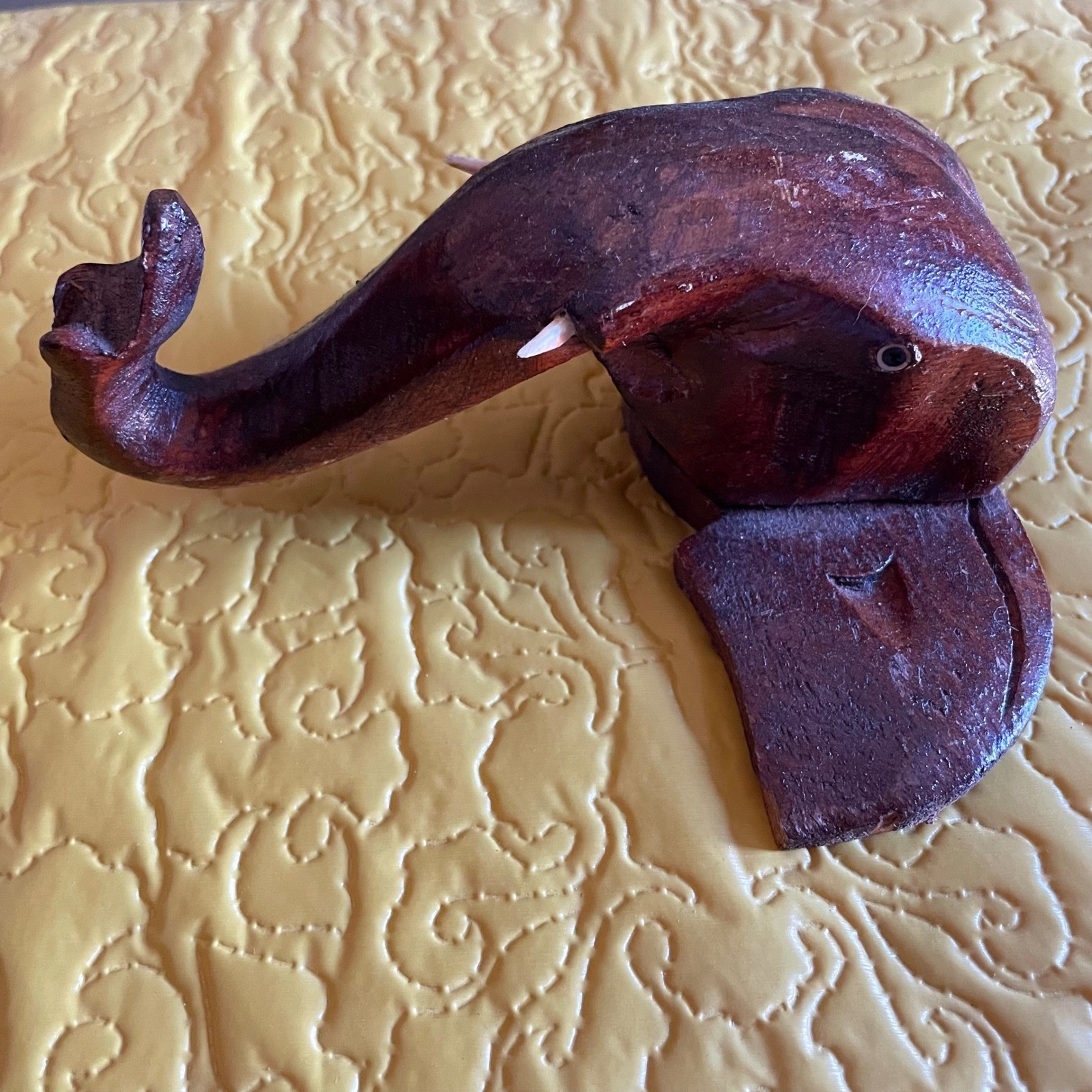 Konark hand carved vintage wood Elephant head tusk Wall Hanging India Decor Art