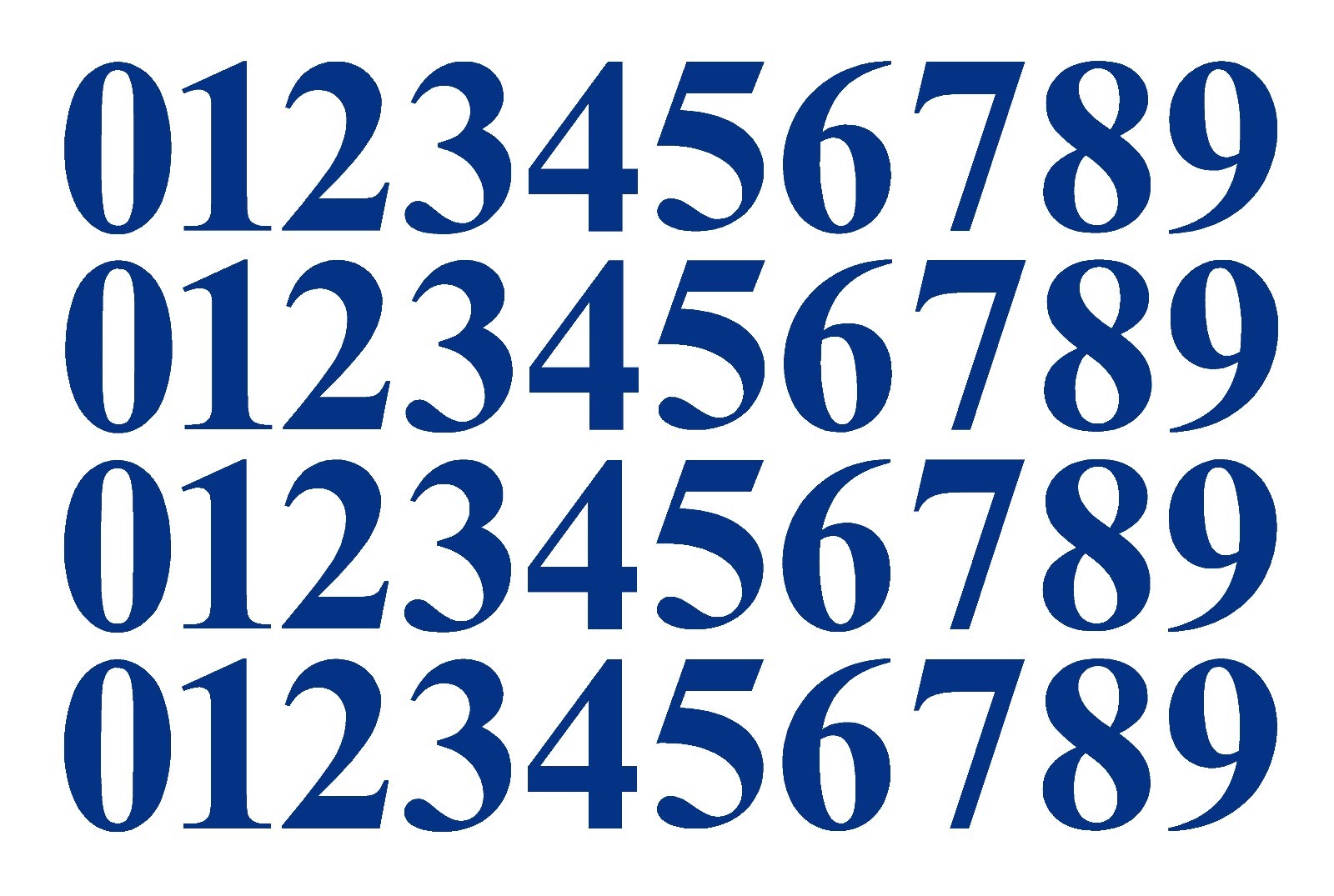 0-9 Numbers Blue Sticker Vinyl Decals CHOOSE SIZE!! 1" To 12" Set Of 40 (V646)