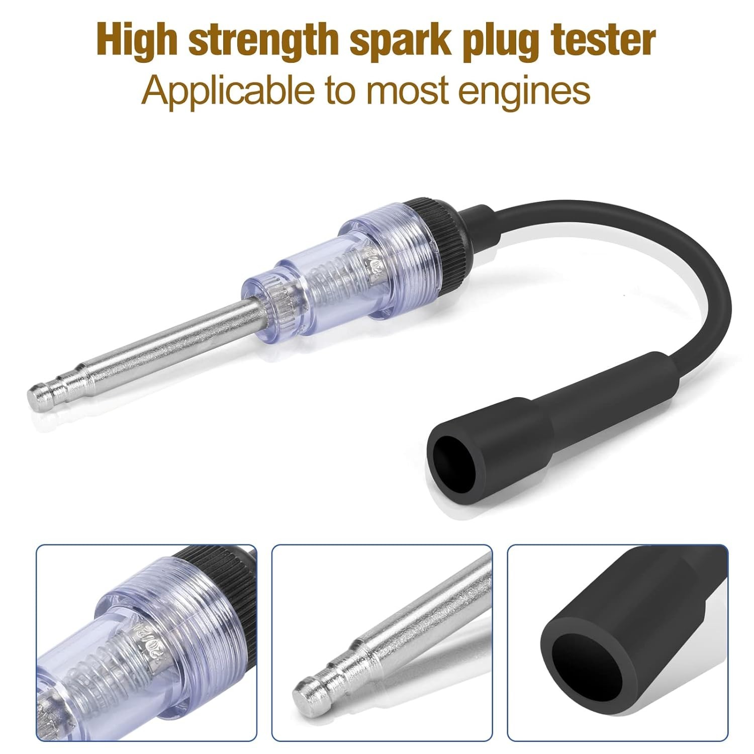 Professional 300PSI Compression Tester with Spark Plug & Adapter Kit for Engines