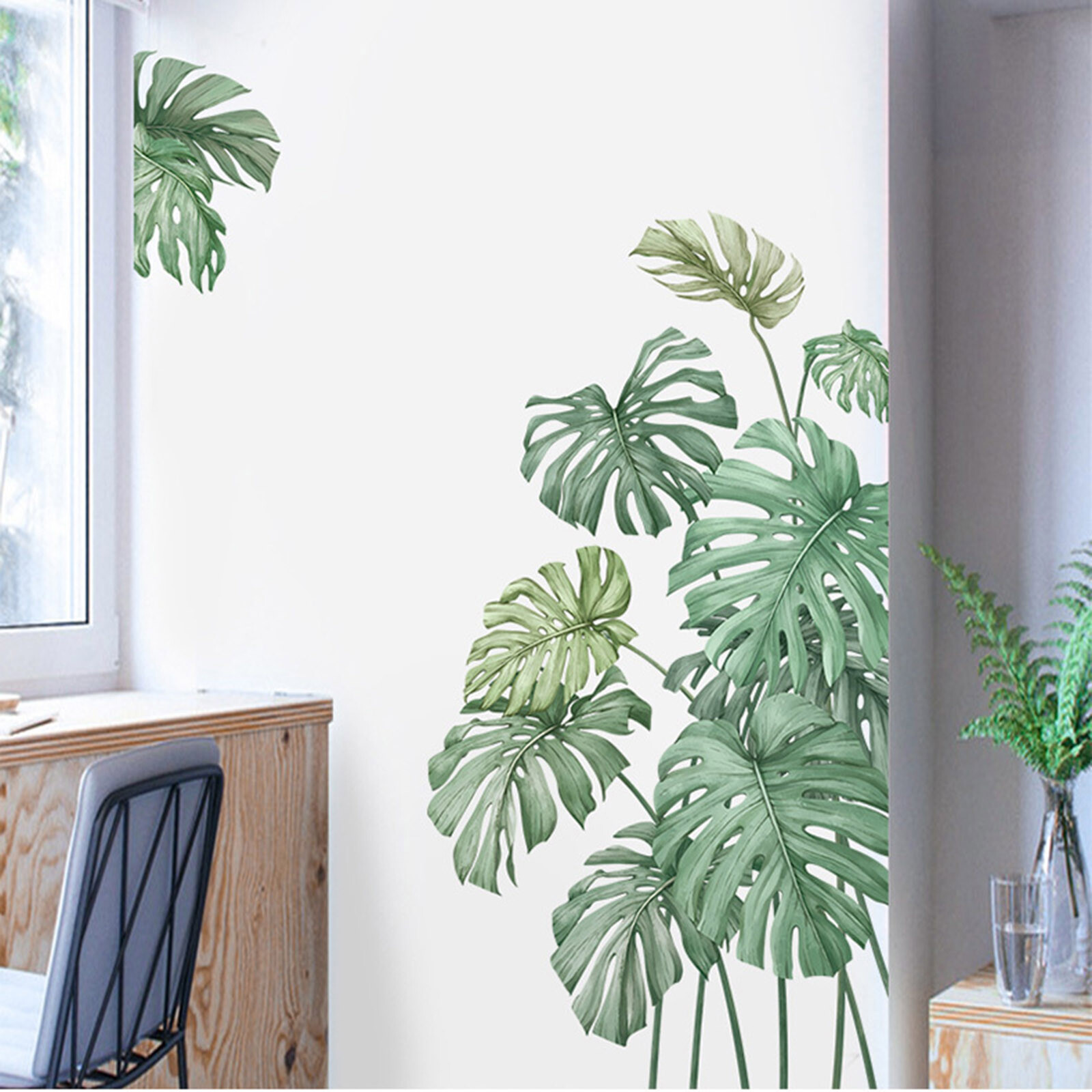 GREEN Tropical Palm Leaves Removable PVC WALL STICKER Bedroom Decorations